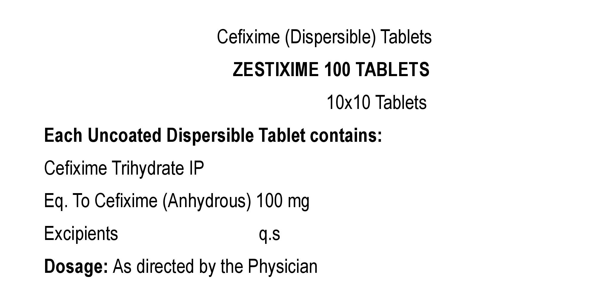 ZESTIXIME 100 TABLET